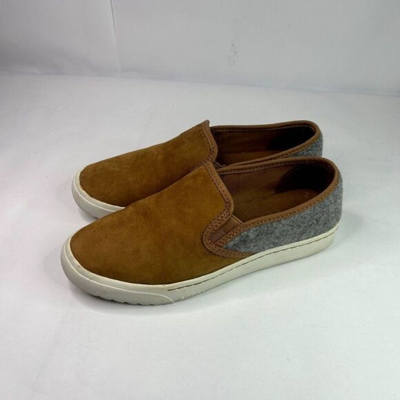 Sorel Campsneak Camel Brown Suede Gray Wool Slip On Shoes Casual Sneakers - Picture 2 of 8